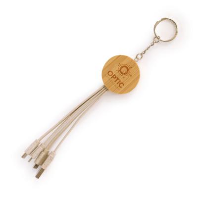 Image of Round Bamboo and Wheat Straw Charger Keyring